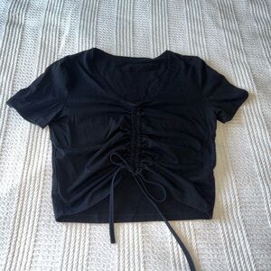 Black Scrunch Tie Top